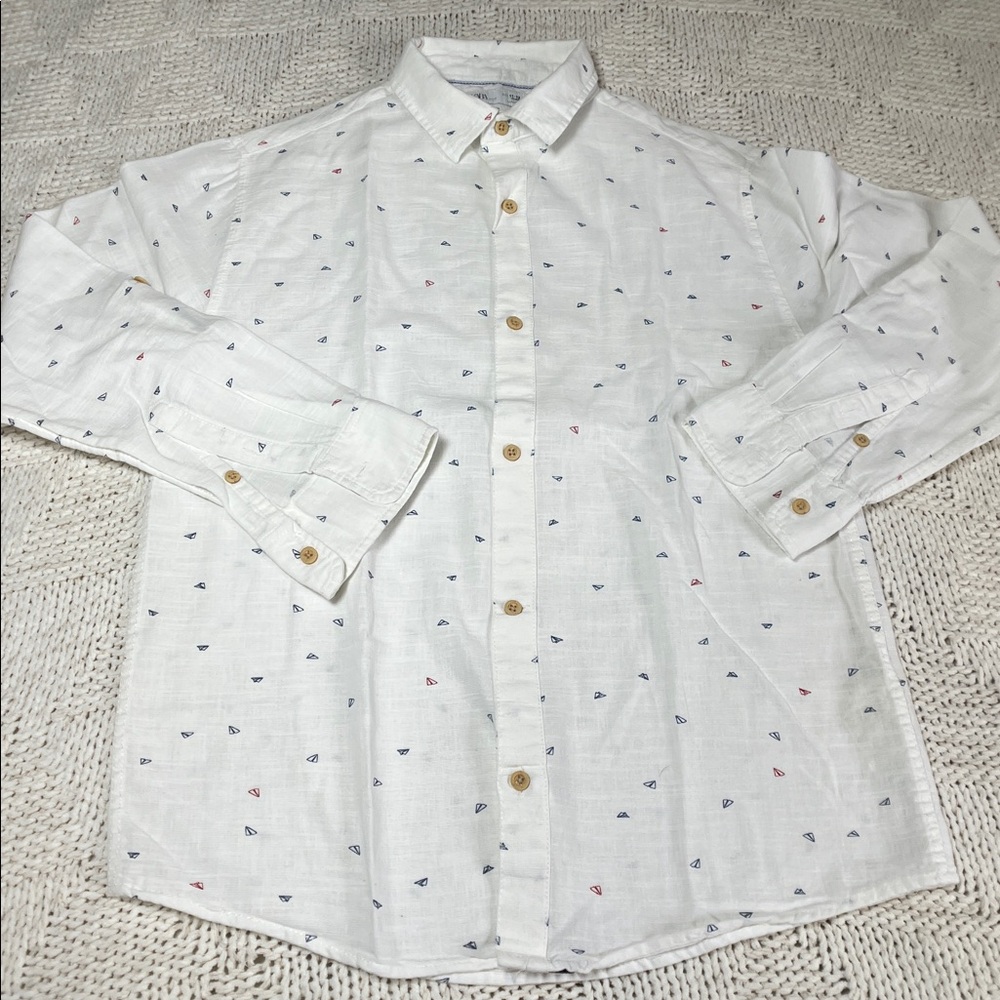 Zara Kids Linen Blend Button Down Shirt